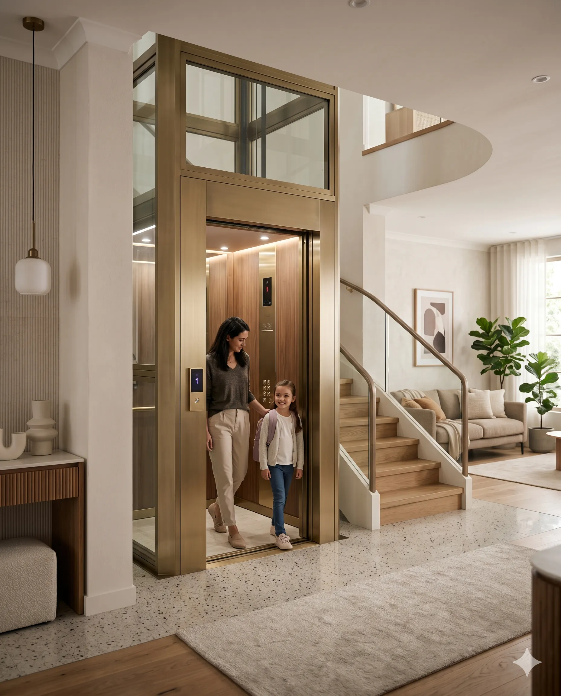 MRL residential elevators for duplex homes